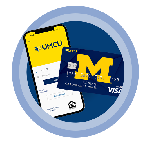mobile app and umcu block m debit card